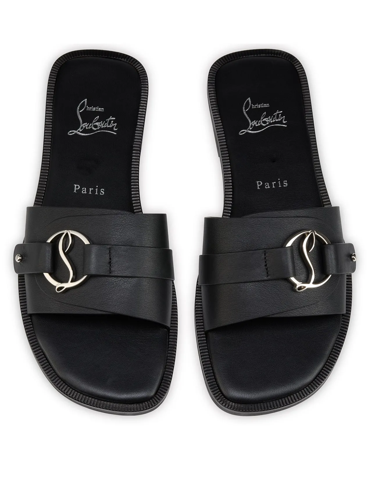 HER IN ROMA MULE FLAT LEATHER BLACK