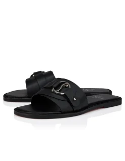 HER IN ROMA MULE FLAT LEATHER BLACK
