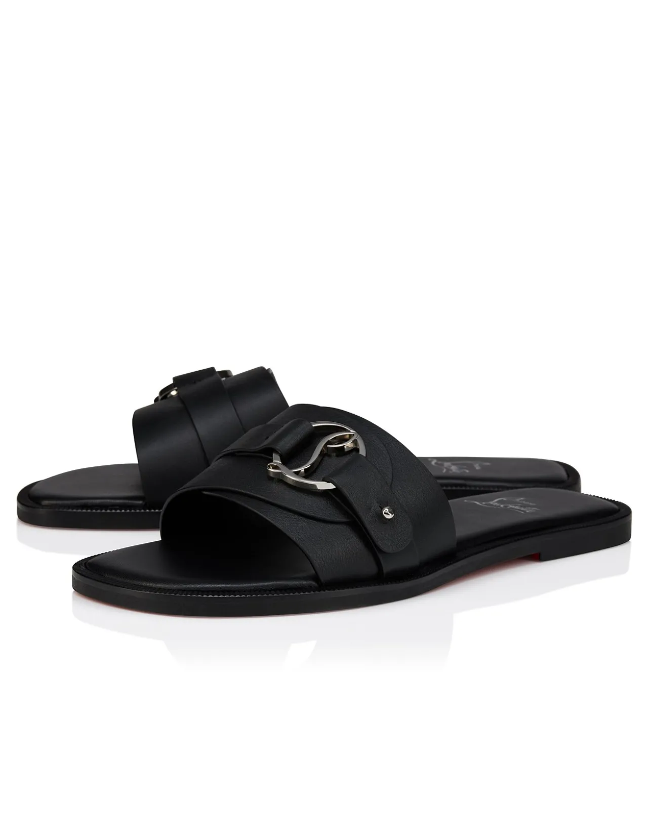 HER IN ROMA MULE FLAT LEATHER BLACK