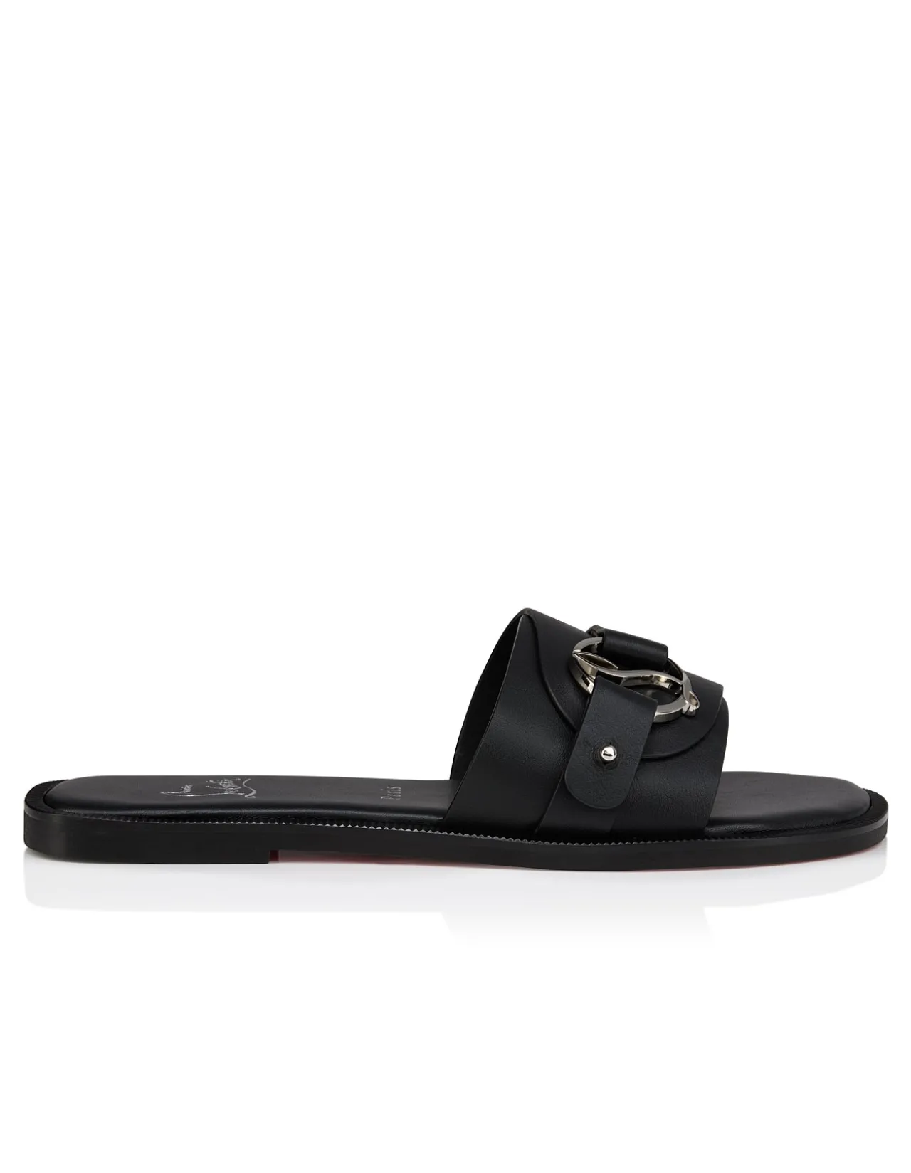 HER IN ROMA MULE FLAT LEATHER BLACK