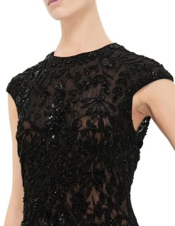 HIGH NECK CAP SLEEVE GOWN