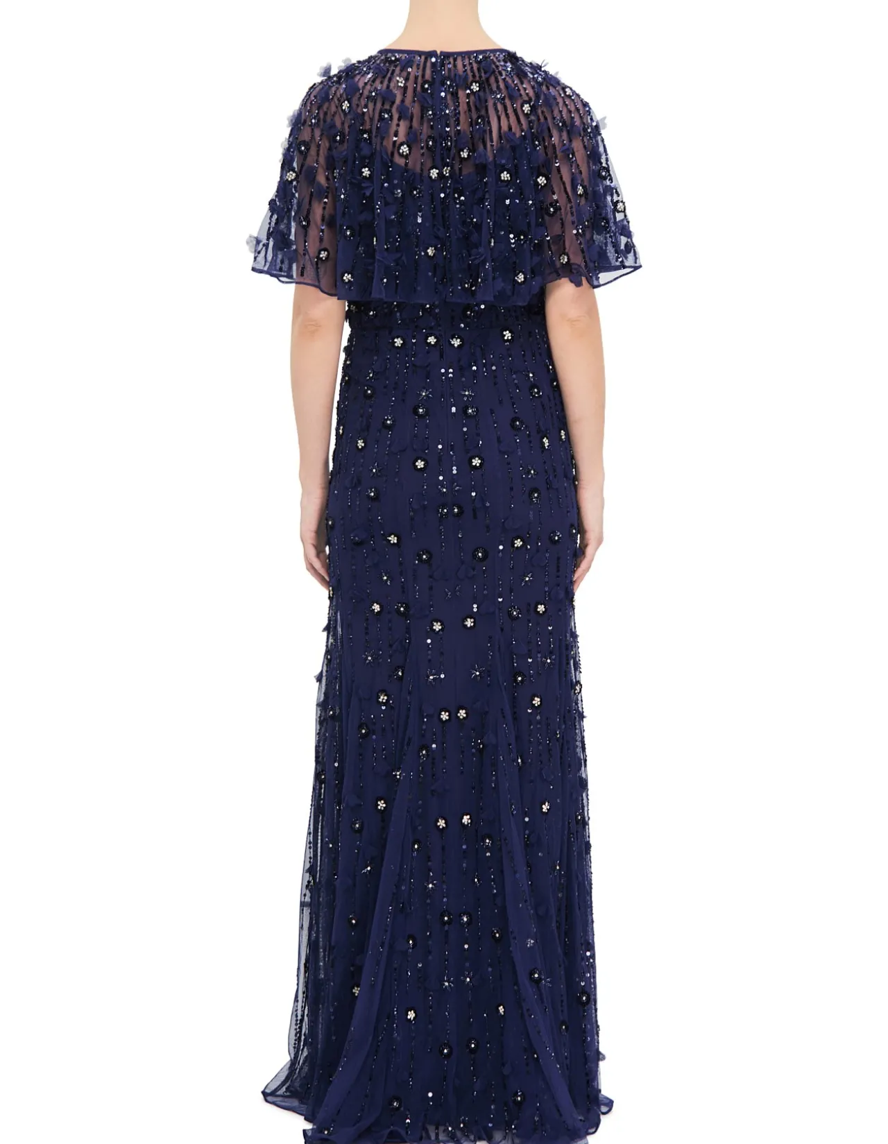 HIGH NECK SHAWL SLEEVE GOWN