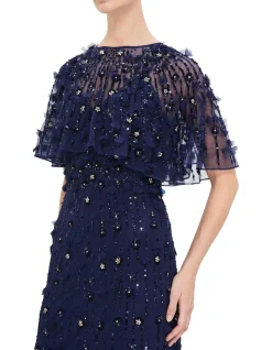 HIGH NECK SHAWL SLEEVE GOWN