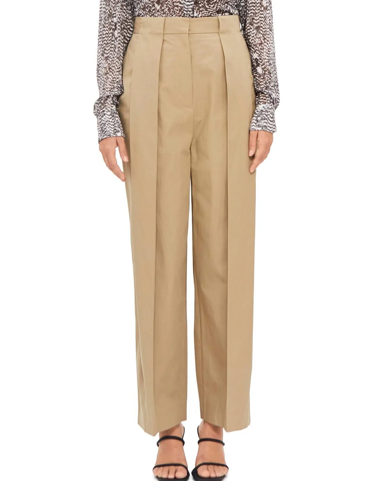 High Waist Pleated Loose Cotton Pants