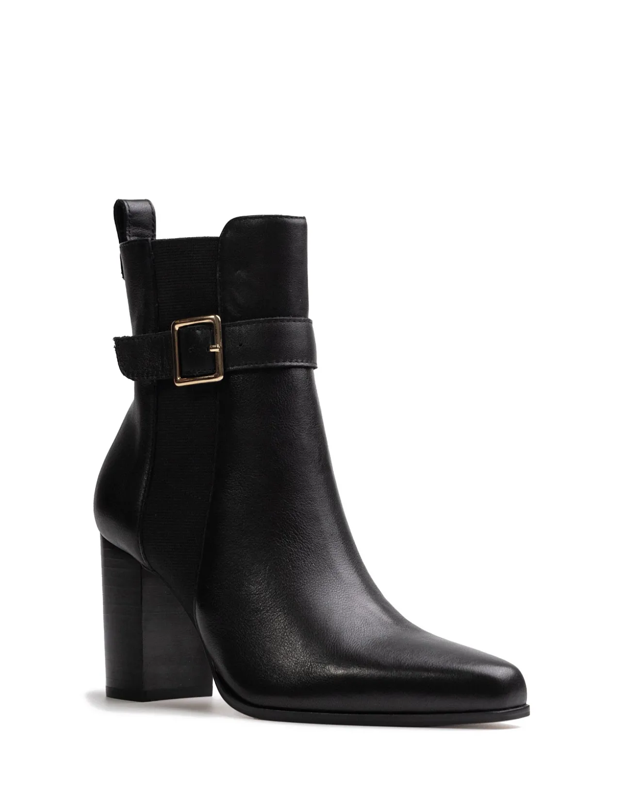 Holli Black Leather Ankle Boot