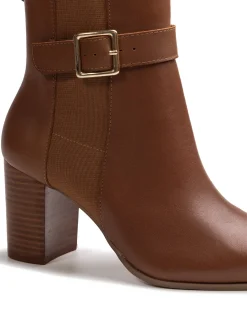 Holli Dark Cognac Leather Ankle Boot