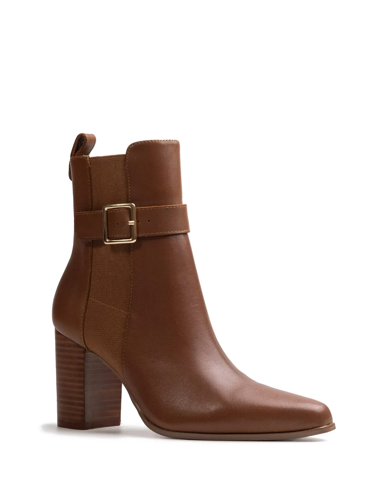 Holli Dark Cognac Leather Ankle Boot