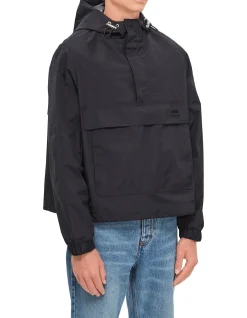 Hooded Windbreaker with Adjustable Drawstring