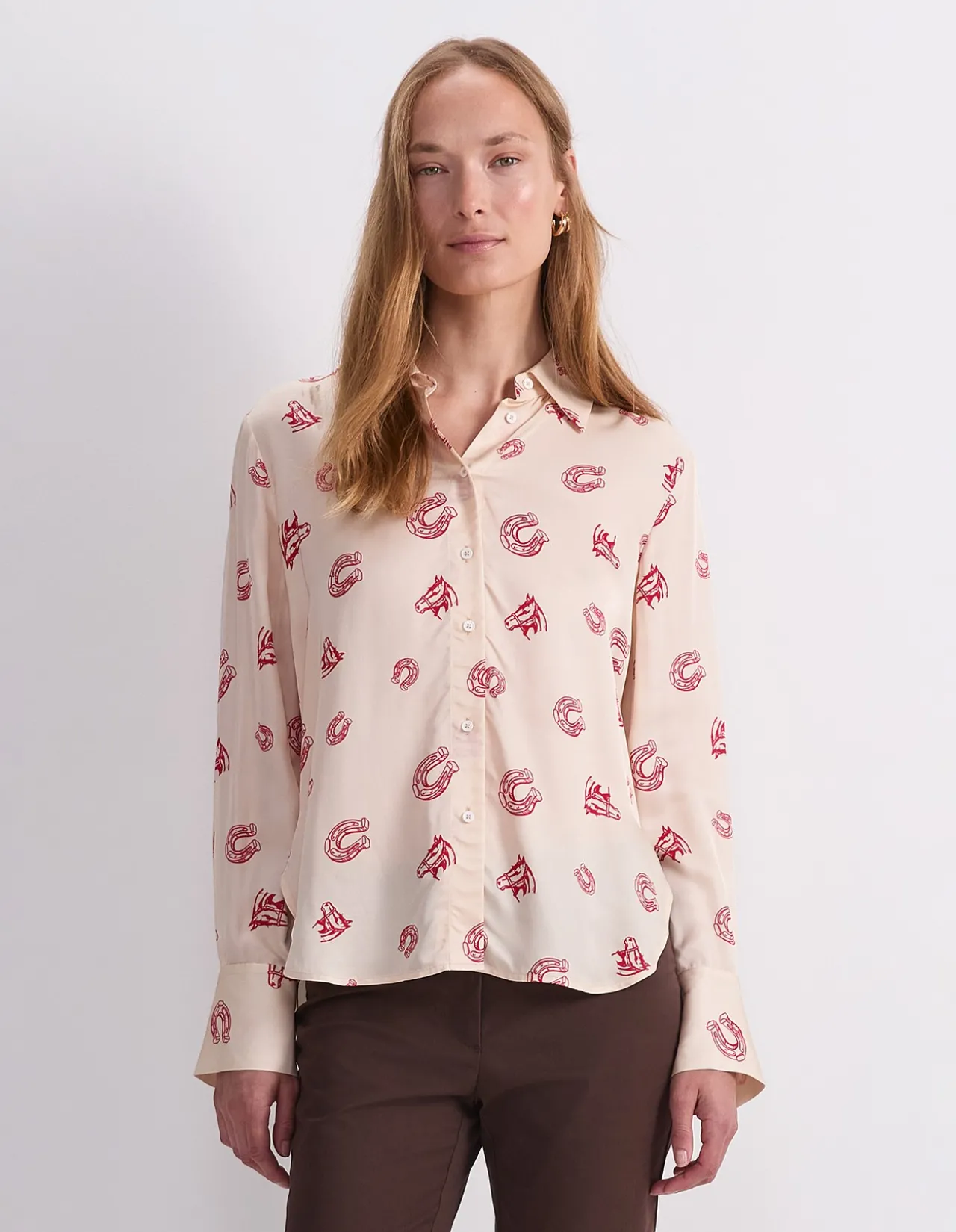 HORSE COL BLOCK PRINT SHIRT