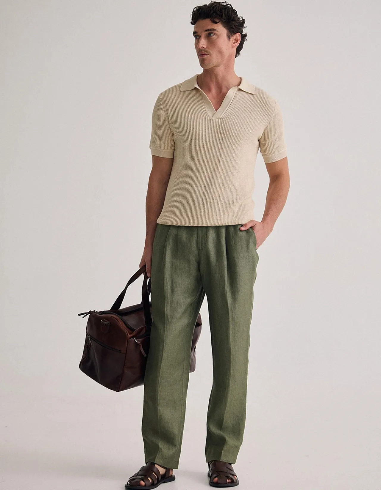 HUCK LINED KNITTED POLO