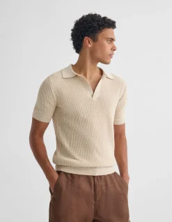 HUCK LINED KNITTED POLO