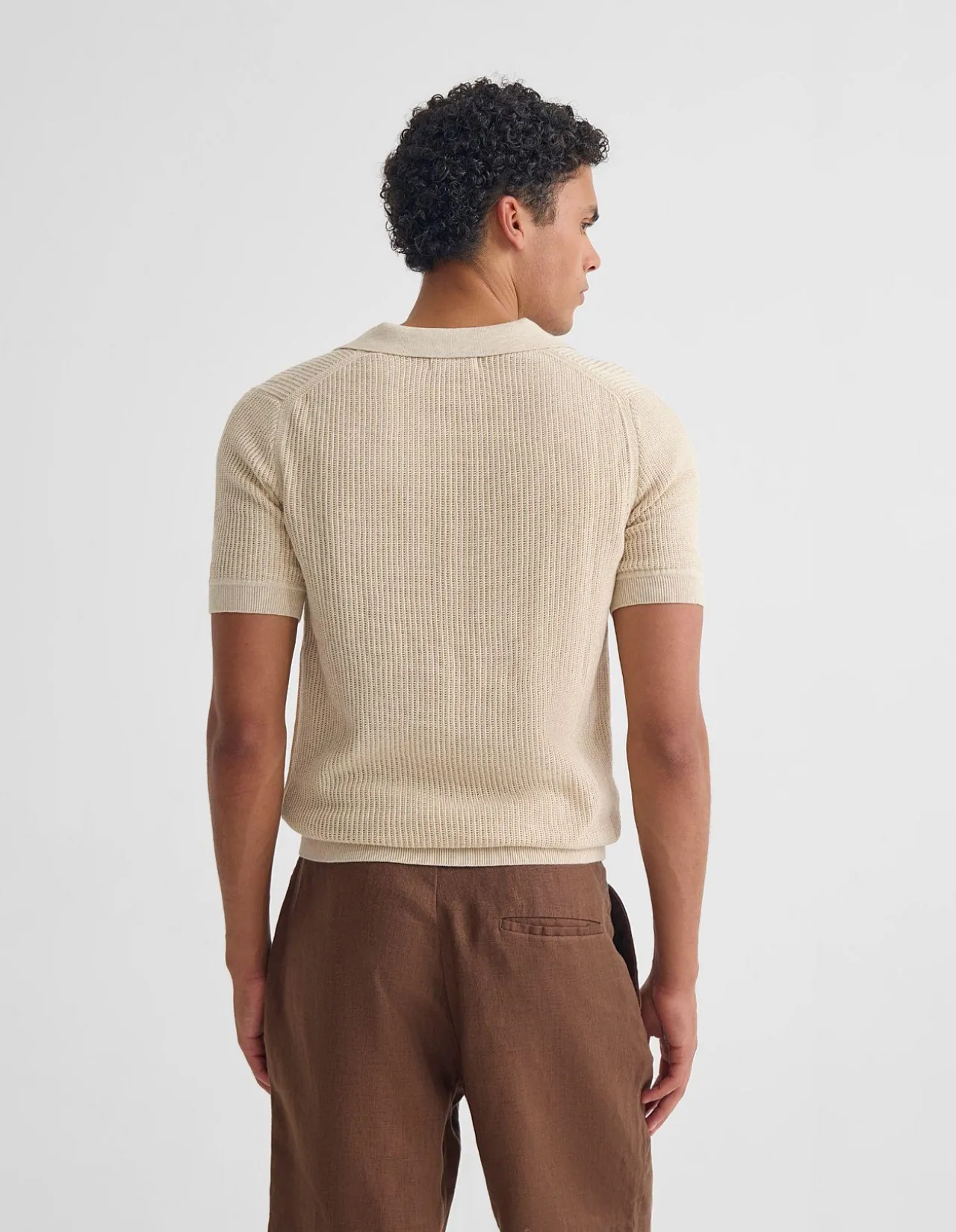 HUCK LINED KNITTED POLO