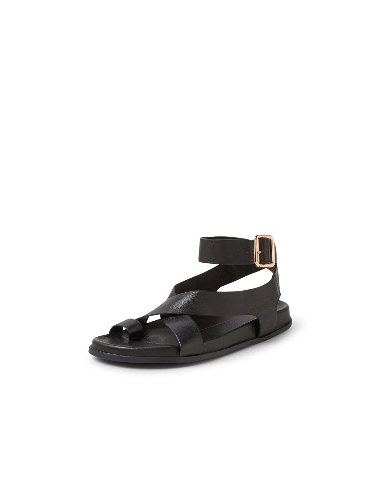 Huiro Cross Strap Buckled Flat Sandals