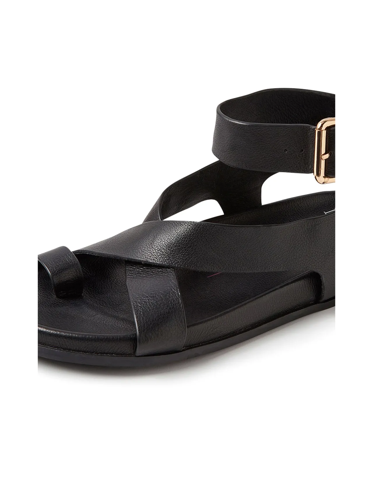 Huiro Cross Strap Buckled Flat Sandals