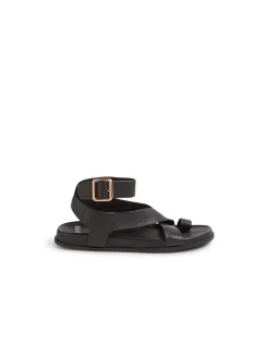 Huiro Cross Strap Buckled Flat Sandals