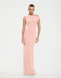 Inaya Off Shoulder Crepe Floor Length Gown
