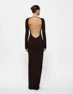 Indie Long Sleeve Crepe Floor Length Gown