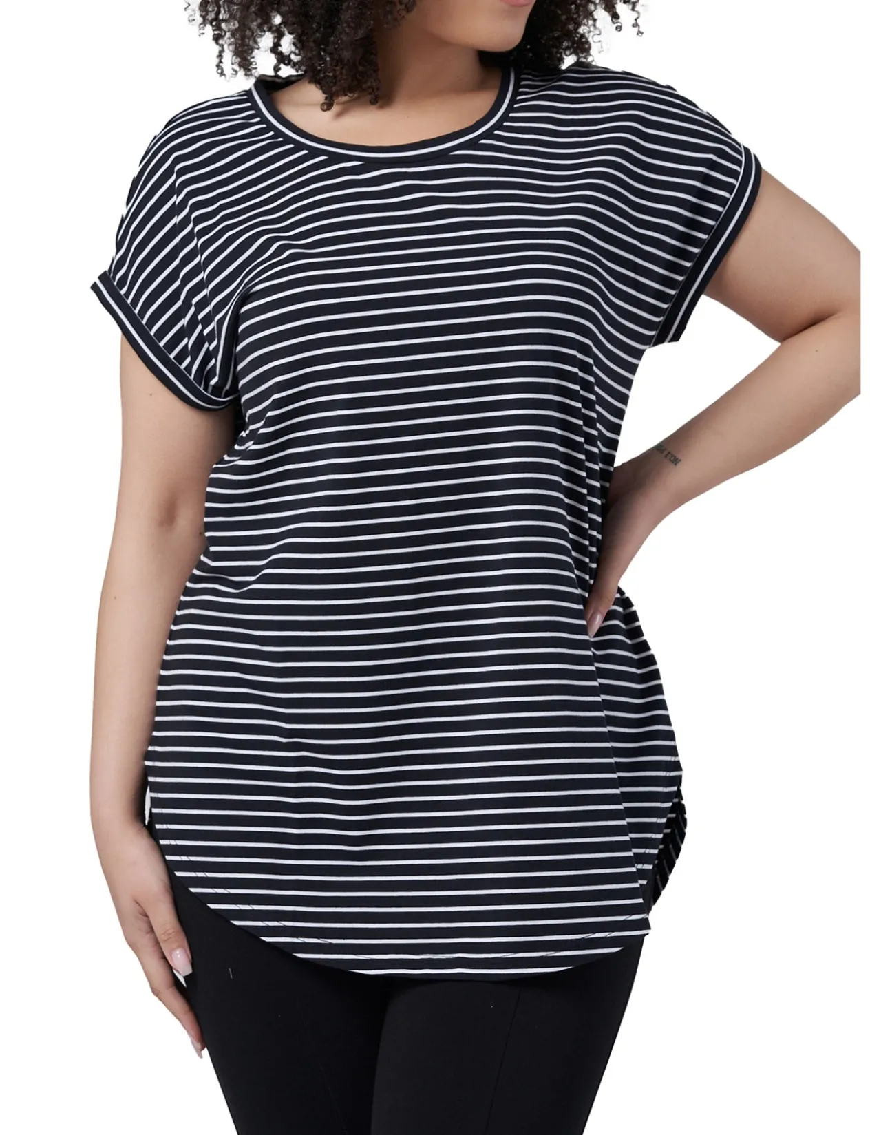 INDIGO TONIC - LAUREN LONGLINE STRIPE TEE