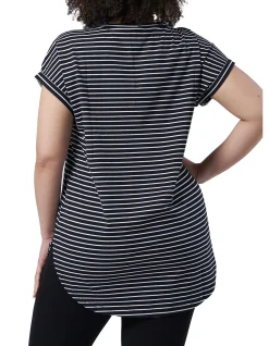 INDIGO TONIC - LAUREN LONGLINE STRIPE TEE