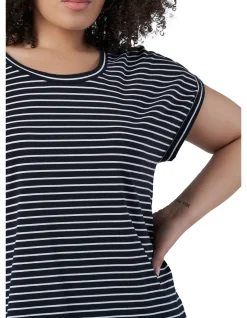 INDIGO TONIC - LAUREN LONGLINE STRIPE TEE