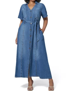 INDIGO TONIC - NAOMI CHAMBRAY MAXI DRESS
