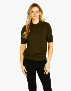 Isabel Button Shoulder Cotton Cashmere Pullover