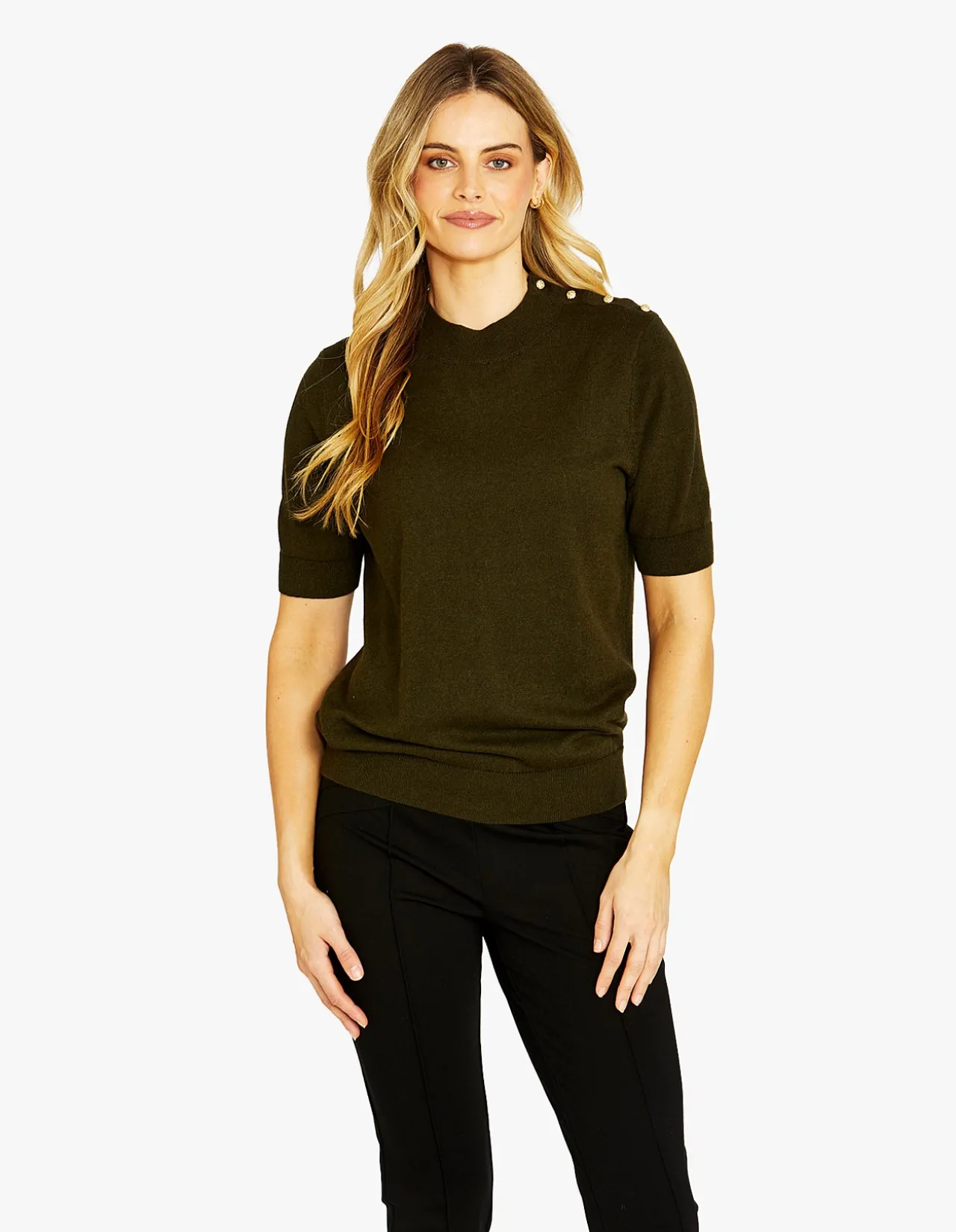Isabel Button Shoulder Cotton Cashmere Pullover