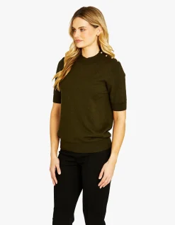 Isabel Button Shoulder Cotton Cashmere Pullover