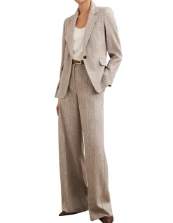 Isla Textured Wide Leg Tailored Pants