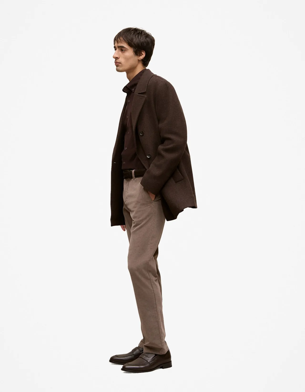 Italian Wool Herringbone Peacoat