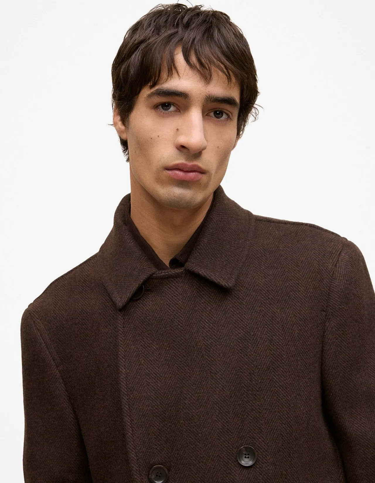 Italian Wool Herringbone Peacoat