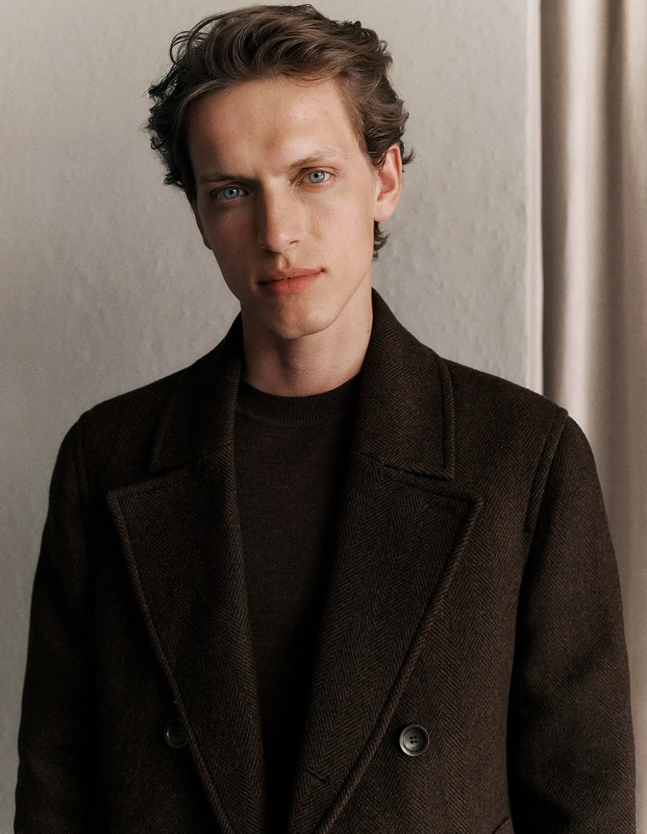 Italian Wool Herringbone Peacoat