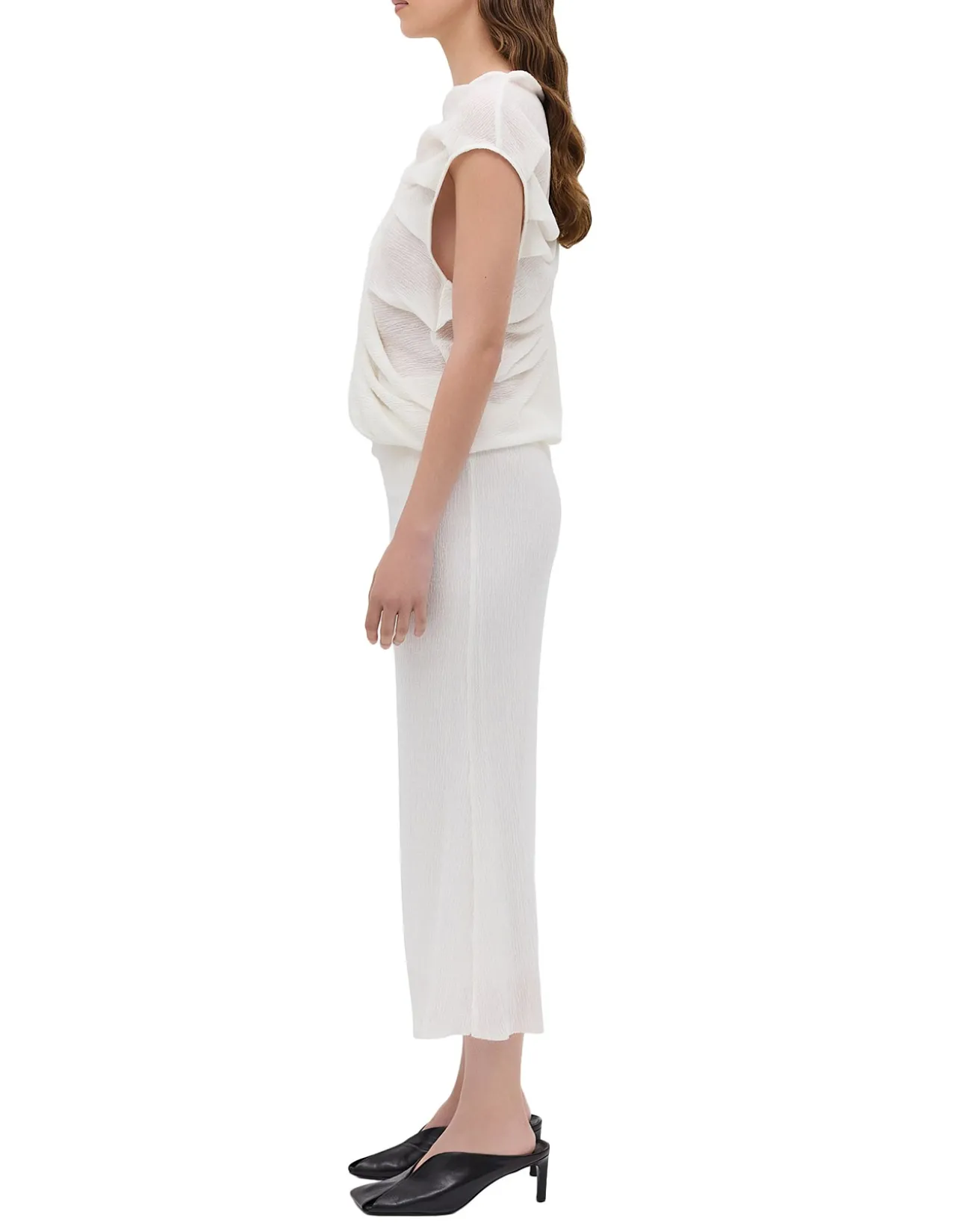 IVORY CRINKLE TUMBLE DRESS