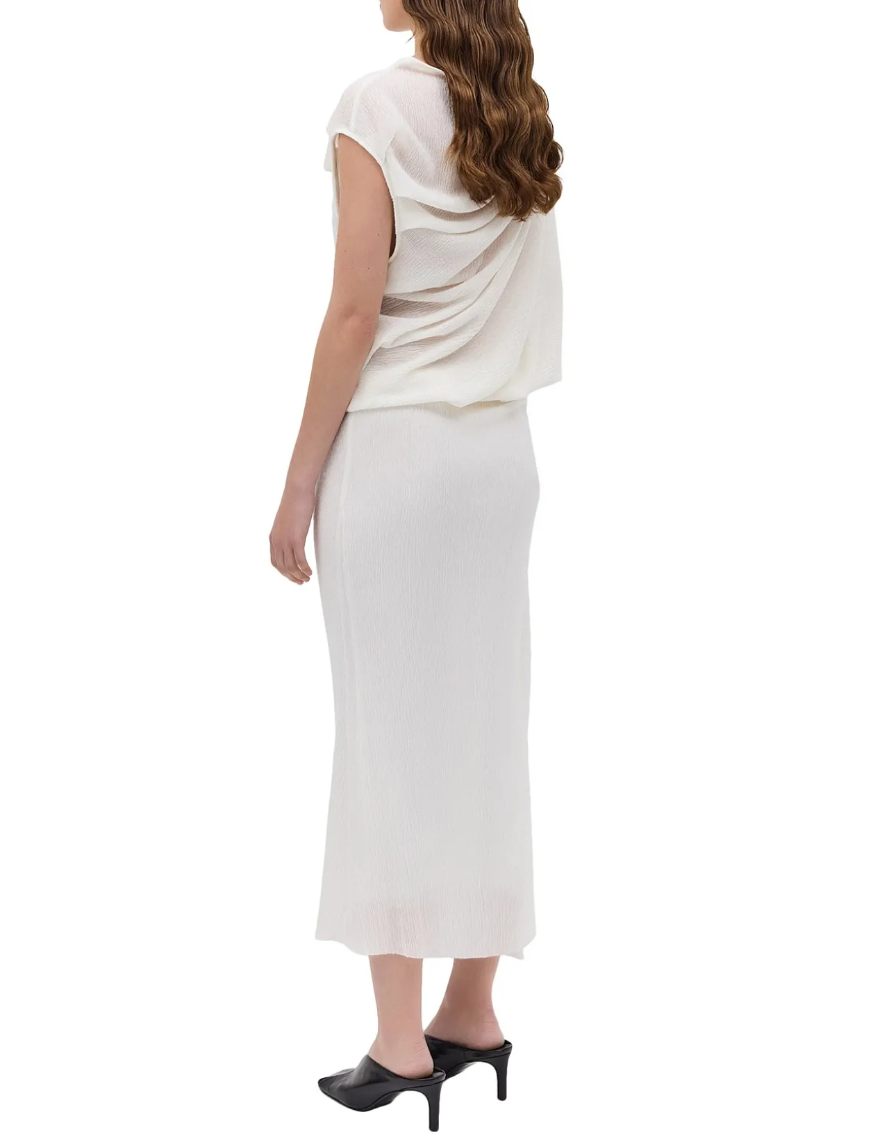 IVORY CRINKLE TUMBLE DRESS