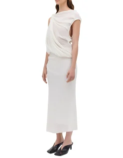 IVORY CRINKLE TUMBLE DRESS