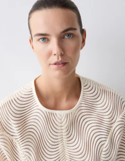 IVORY SCALLOPED LACE SHIFT TOP