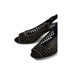Jackey Jewelled Cut Out Block Heel Sandals