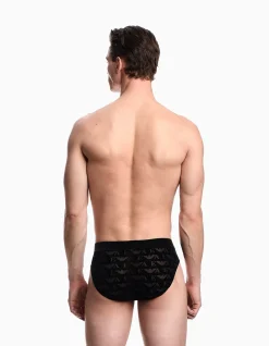 Jacquard Velvet Brief with Allover Devore Logo