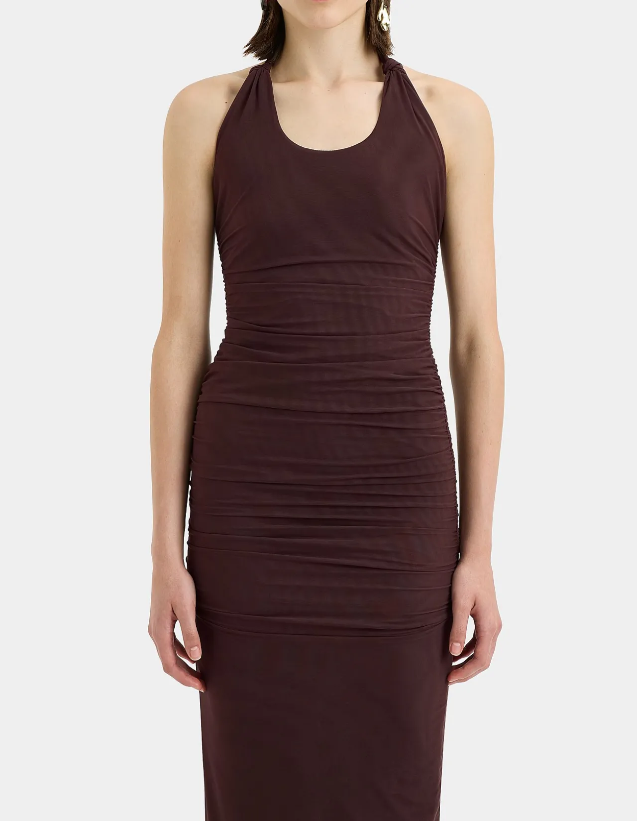 Jacques Knot Midi Dress with Halter Straps