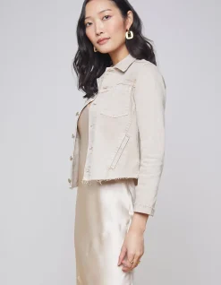 JANELLE SLIMLINE RAW HEM DENIM JACKET