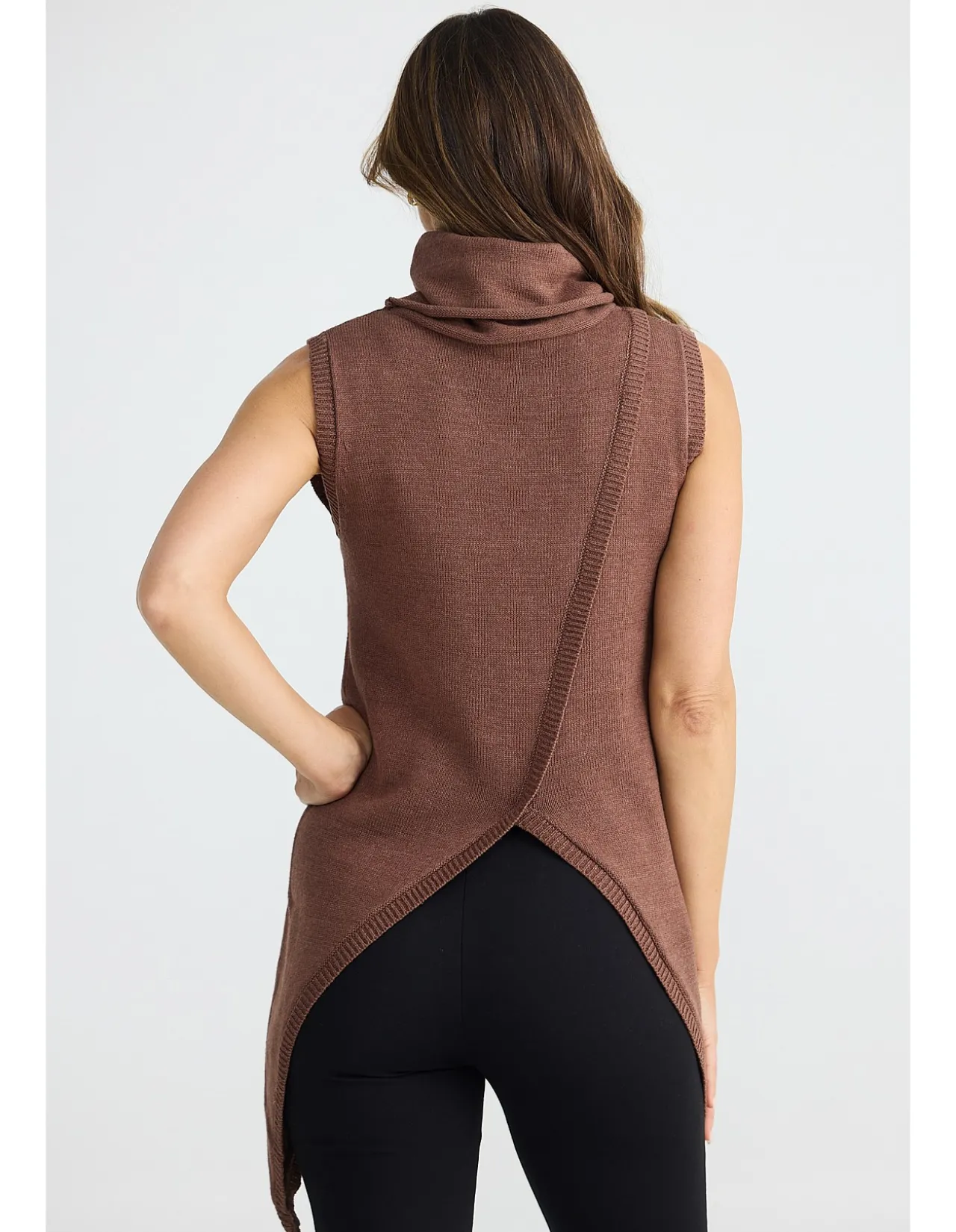 Jenny Asymmetric Turtle Neck Knit Vest