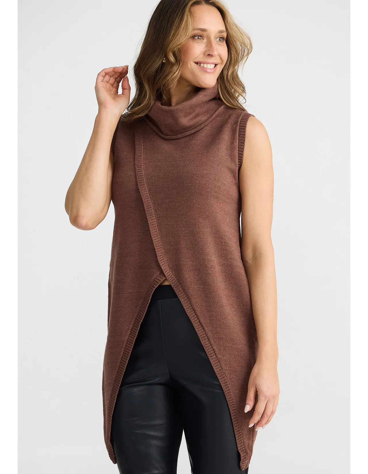 Jenny Asymmetric Turtle Neck Knit Vest