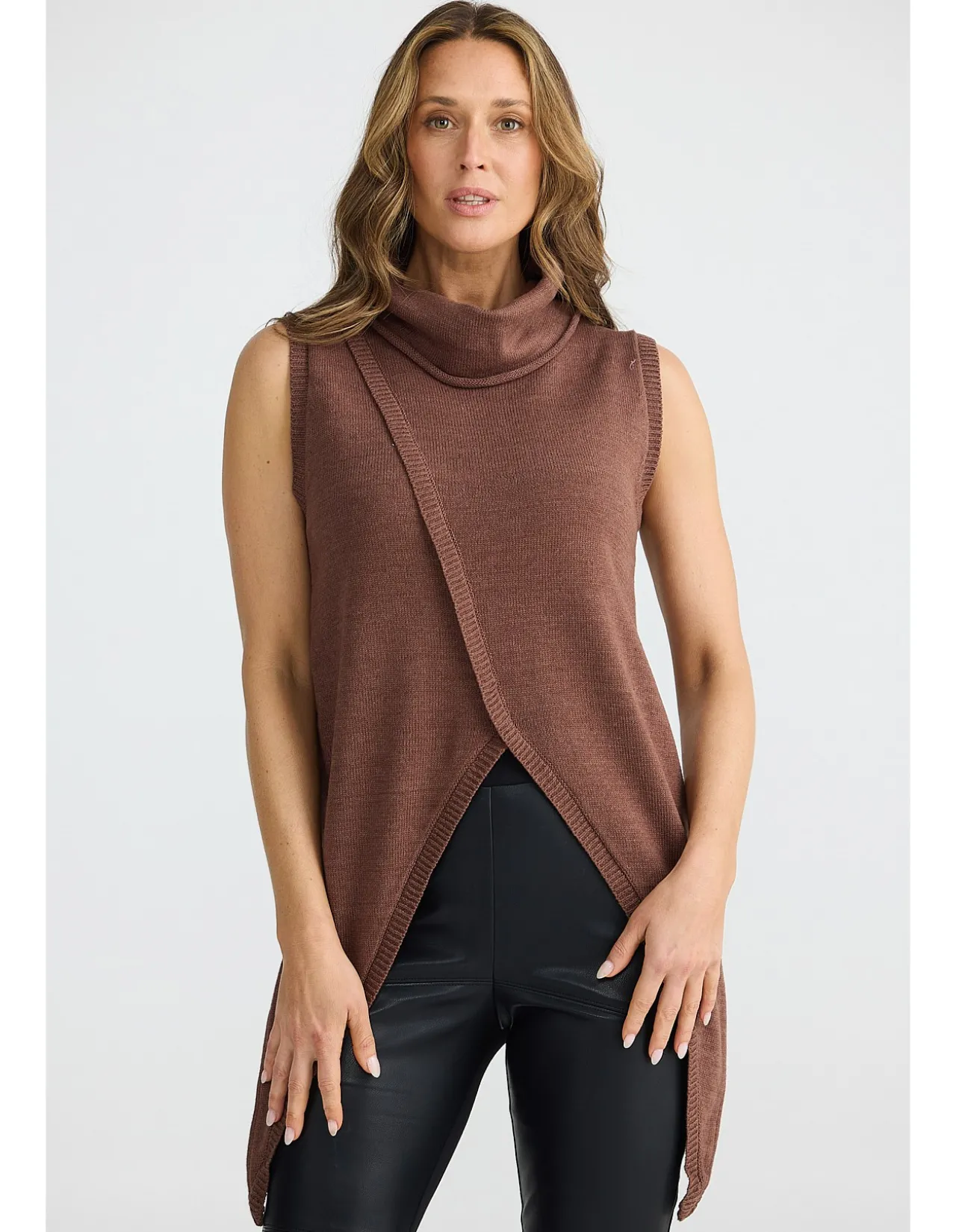 Jenny Asymmetric Turtle Neck Knit Vest