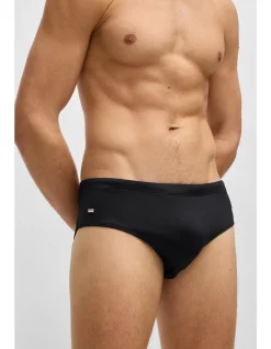 Jersey swim briefs with signature stripe and logo