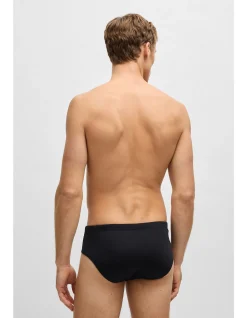 Jersey swim briefs with signature stripe and logo