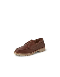 JINNY MO Leather Lace Up Boat Shoes