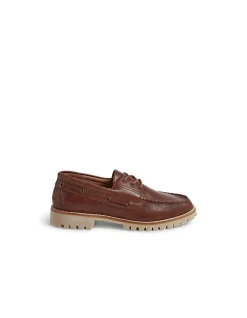 JINNY MO Leather Lace Up Boat Shoes