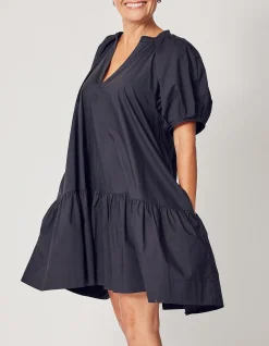 JOAN MINI DRESS IN BLACK COTTON
