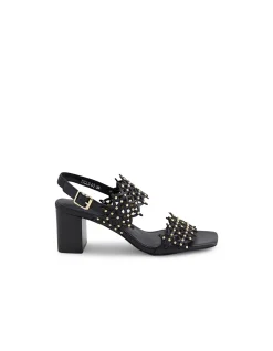 Jully Laser Cut Studded Block Heel Sandals