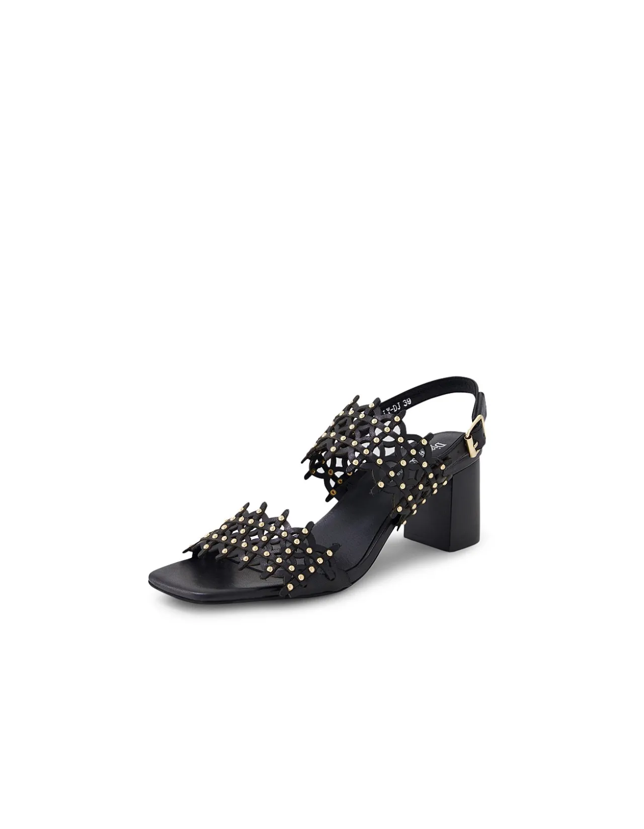 Jully Laser Cut Studded Block Heel Sandals